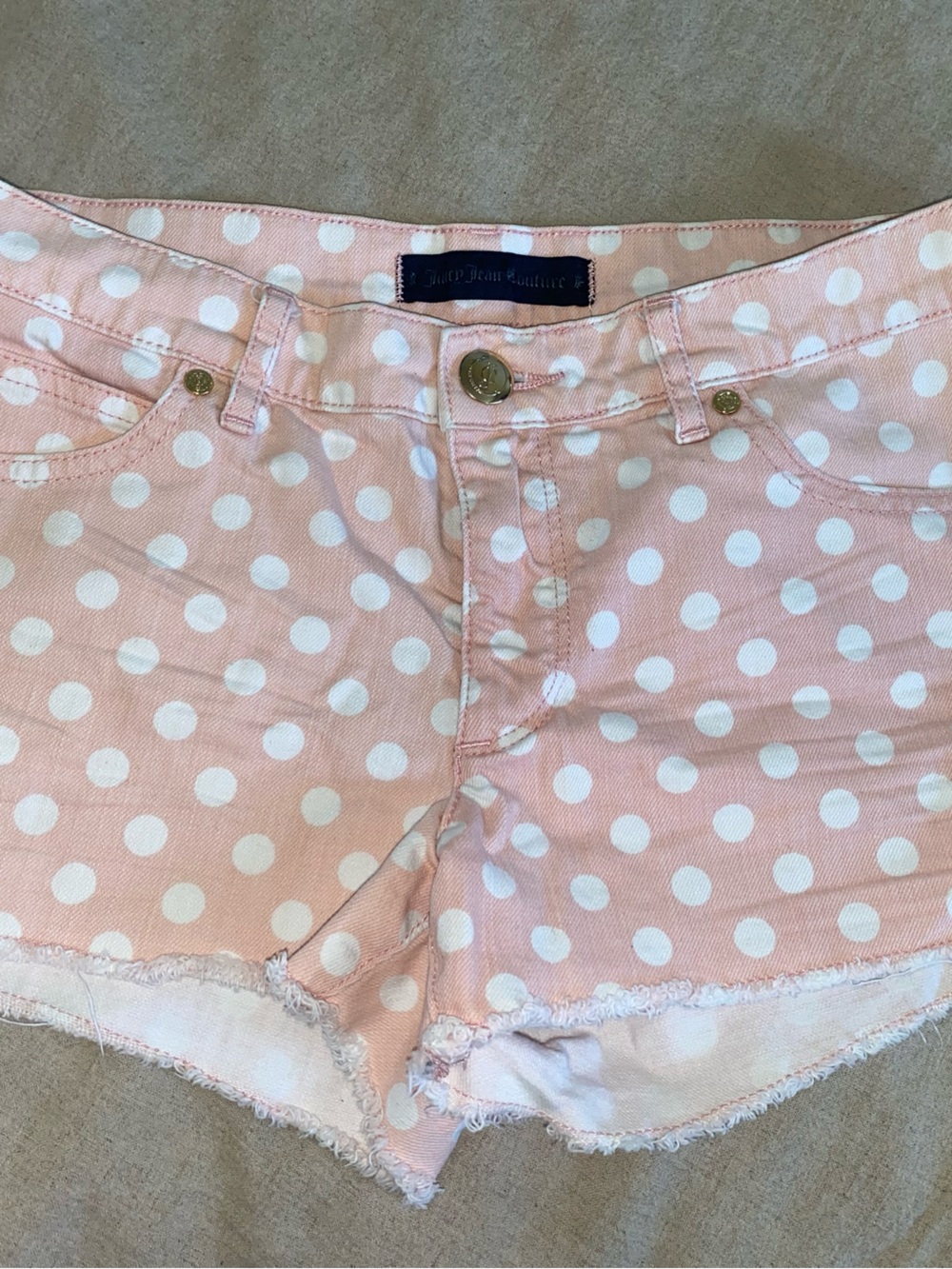 Juicy Couture Pink Polka Dot Denim Shorts